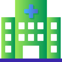 Green Hospital Building With Blue Cross Symbol On Top With Flat Design Style And Transparent Background