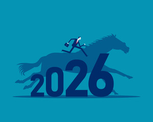 2026. Business person climbing the 2026