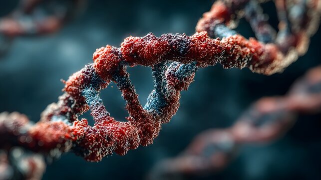 Detailed helix structure of a double strand DNA molecule.