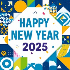 Geometric Happy New Year 2025 Vector