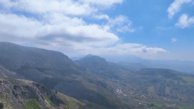 Aerial hovers over the vast valleys and steep uplands of Malaga's Axarquia area