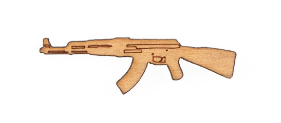 Naklejka premium Wooden Soviet military symbols isolated on white background