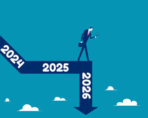 2026. Businessman finding graph on 2026