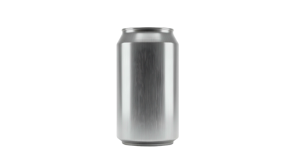 Cylindrical metallic beverage container stands in stark isolation against a dark background