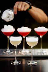 Aesthetically pleasing cocktail preparation at the bar