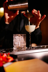 Aesthetically pleasing cocktail preparation at the bar