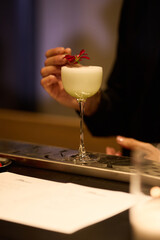 Aesthetically pleasing cocktail preparation at the bar