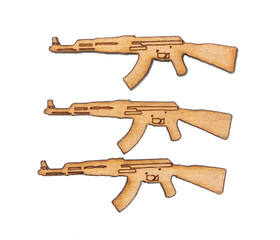 Naklejka premium Wooden Soviet military symbols isolated on white background