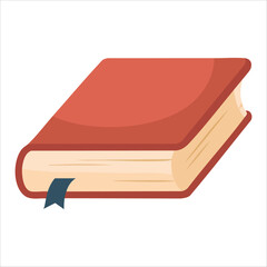 hardcover textbook with silk bookmark ribbon protruding from pages vector art isolated on white background
