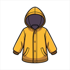 classic yellow waterproof jacket with hood and toggle details vector art isolated on white background