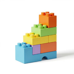 Obraz premium 3d building blocks staircase isolated on transparent background