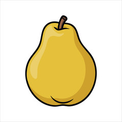 fresh quince fruit with fuzzy skin vector art isolated on white background