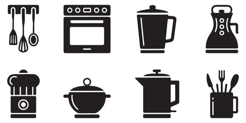 kitchen utensil and appliance silhouettes 