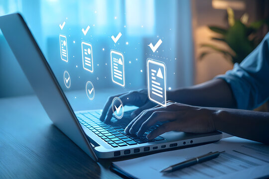 internet concept with laptop,  business working method progress