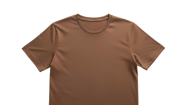 Simple short sleeve crew neck garment displayed against a solid dark background