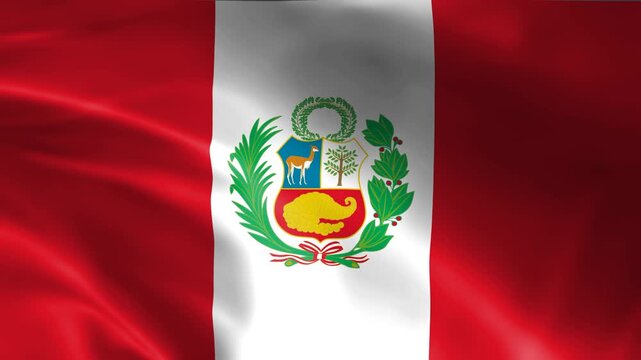 seamless peru flag animation, national day or politics or sport event - 3D rendering - slow motion
