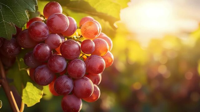 fresh grapes ready for harvest in vineyard at local winery video