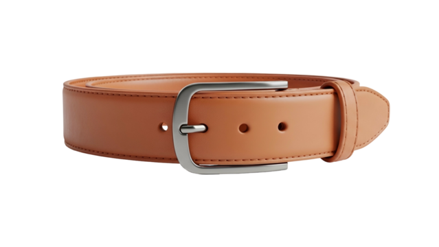 High quality leather accessory featuring a polished metal buckle isolated on black background