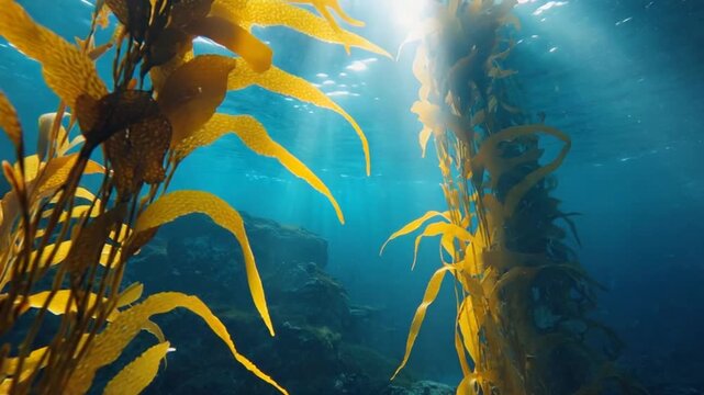 seaweed growing on the rocks in the ocean in australia video