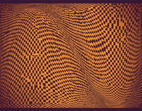 groovy psychedelic background with abstract geometric patterns modern trend design of checkered pattern with abstract lines and optical illusion for groovy background