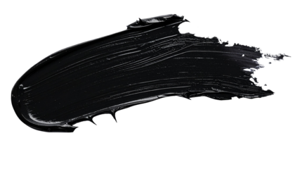 textured abstract black paint stroke isolated on transparent background, png