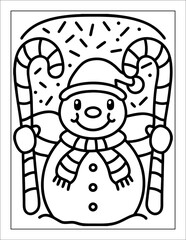 Santa Claus Flying in Sleigh Coloring Page for Kids – Christmas Line Art Illustration