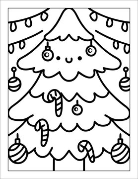 Santa Claus Flying in Sleigh Coloring Page for Kids &ndash; Christmas Line Art Illustration