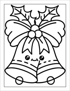 Santa Claus Flying in Sleigh Coloring Page for Kids &ndash; Christmas Line Art Illustration