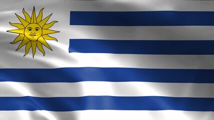 seamless uruguay flag animation, national day or politics or sport event - 3D rendering - slow motion