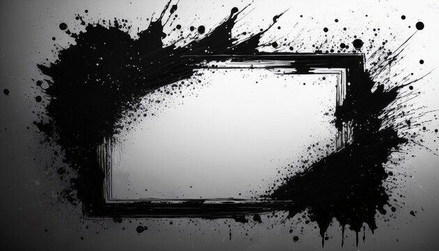 recurso de marco lateral abstracto con textura de salpicaduras de pintura negra salpicaduras con forma de marco textura sucia grunge chorro de pintura real salpicado con spray