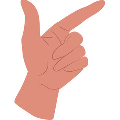 Hand gesture pointing direction with index finger extended a single digit isolated on a transparent background