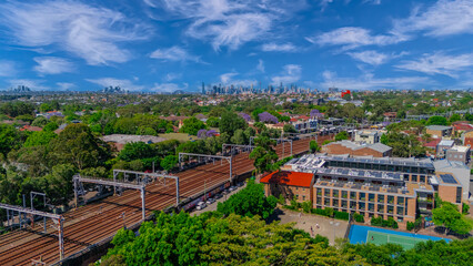Panorama Drone Aerial view of Summer Hill Lewisham Ashfield of Suburban federation residential...