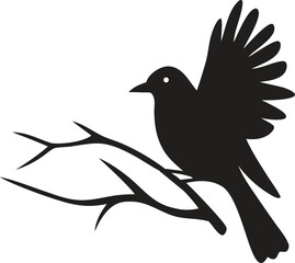 Bird silhouettes on branches, flying bird silhouette