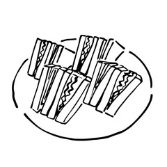 サンドウィッチの線画イラスト