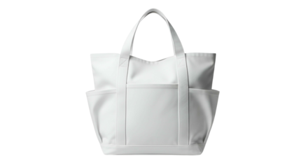 Simple white reusable shopper bag displayed against a solid black background