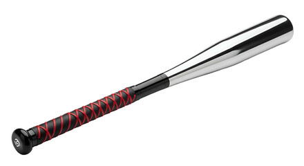 Polished metal sports implement featuring a contrasting wrapped handle on a dark background