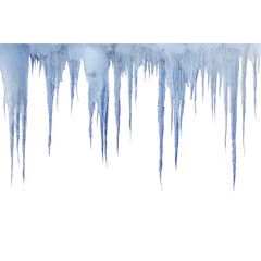 Fototapeta premium Row of Blue and White Icicles isolated on a transparent background