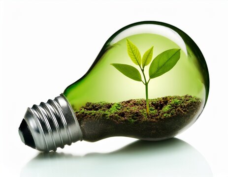 green lightbulb with a sprout inside