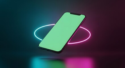 Modern Tech Smartphone Mockup in Dark Gradient Studio