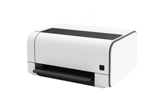 High resolution white modern printer printing device office equipment technology image stock photo isolated on transparent background