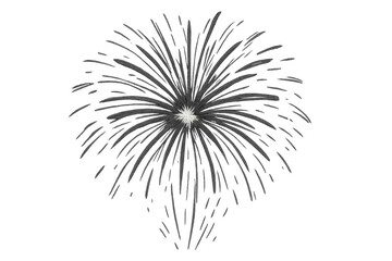Obraz premium Firework explosion showing bursting celebration in grayscale, graphic illustration for festive events on transparent background