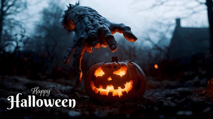 halloween pumpkin in the dark