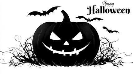 halloween pumpkin with bats