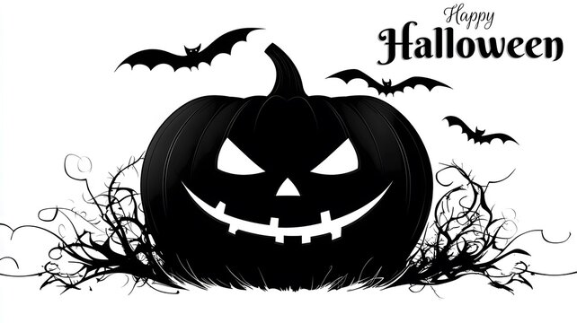 halloween pumpkin with bats