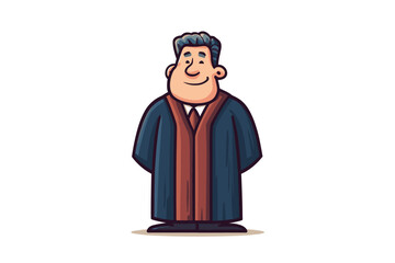 Cartoon character of a smiling judge in formal attire. Colorful vector