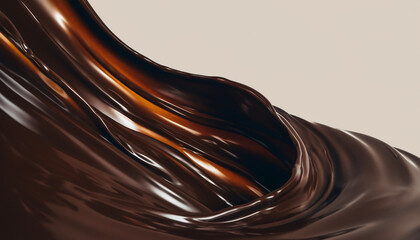 Luxurious flowing liquid dark chocolate — rich molten chocolate background