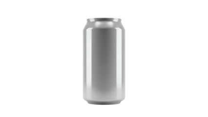 Cylindrical metal container with an open top stands centered against a solid black background.