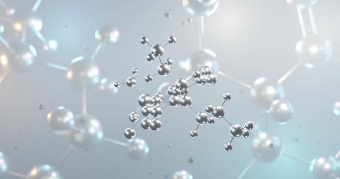 Oryzalin rotating 3d molecule, molecular structure of herbicide seamless video
