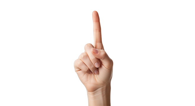 Hand pointing up with index finger Isolated on transparent background, png for direction or attention concepts