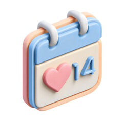 Clay pastel calendar with heart marking February 14 symbolizing Valentine day